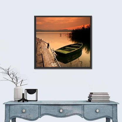 Pier and Rowboat on Lake Balaton Wall Art