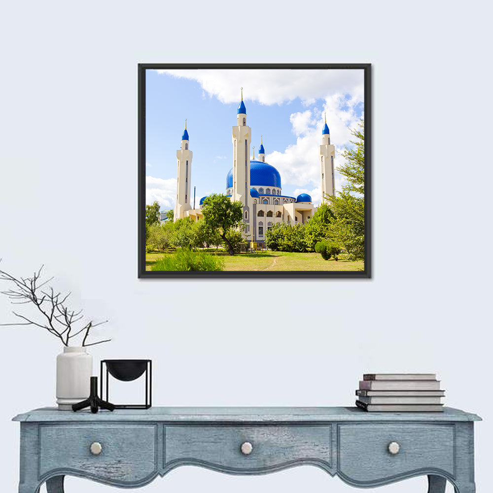 Blue Domed Mosque with Golden Minarets Wall Art