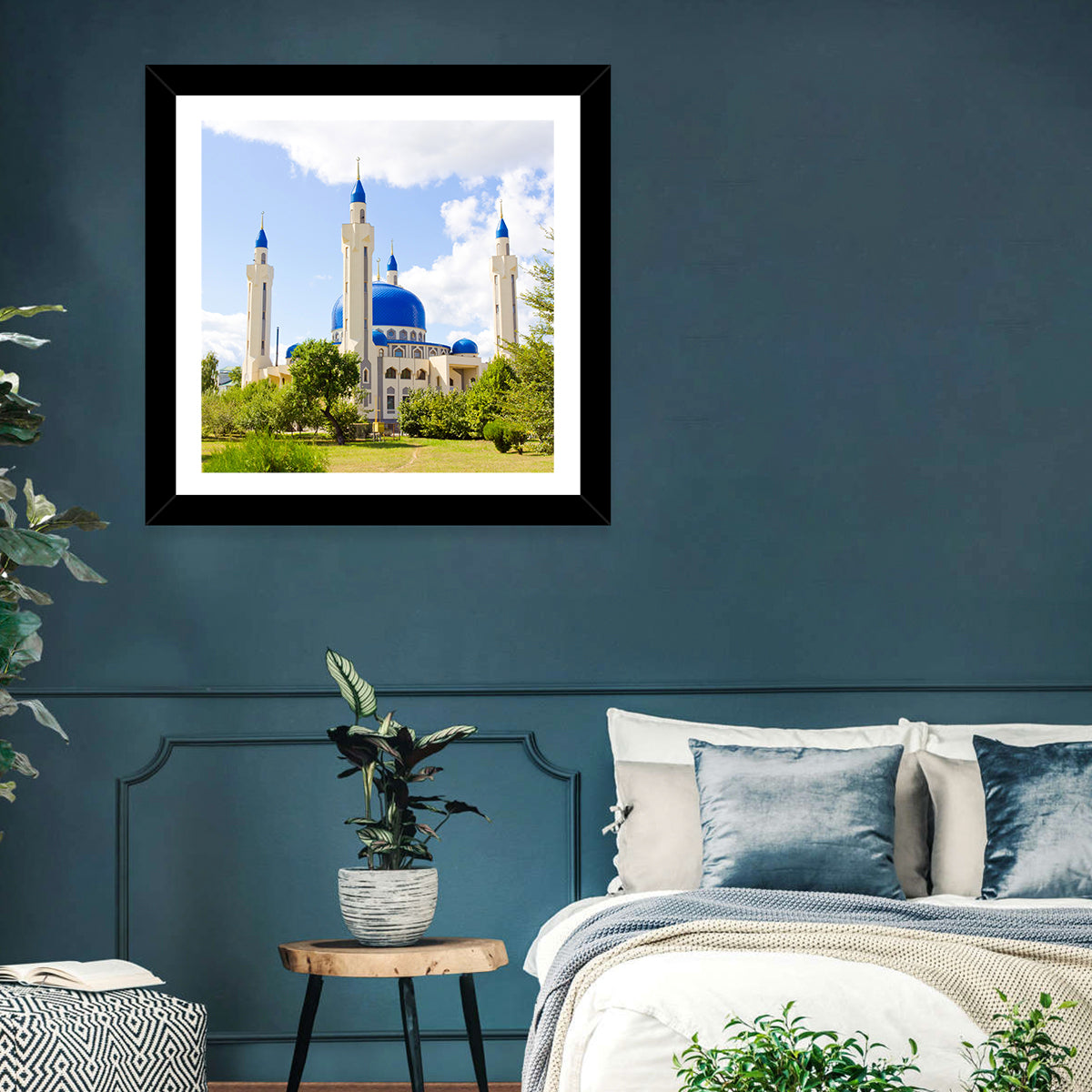 Blue Domed Mosque with Golden Minarets Wall Art