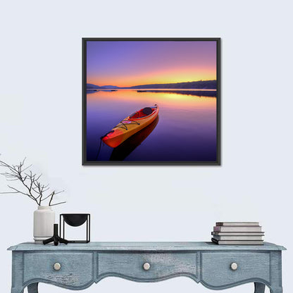 Bright Orange Kayak at Sunset Wall Art