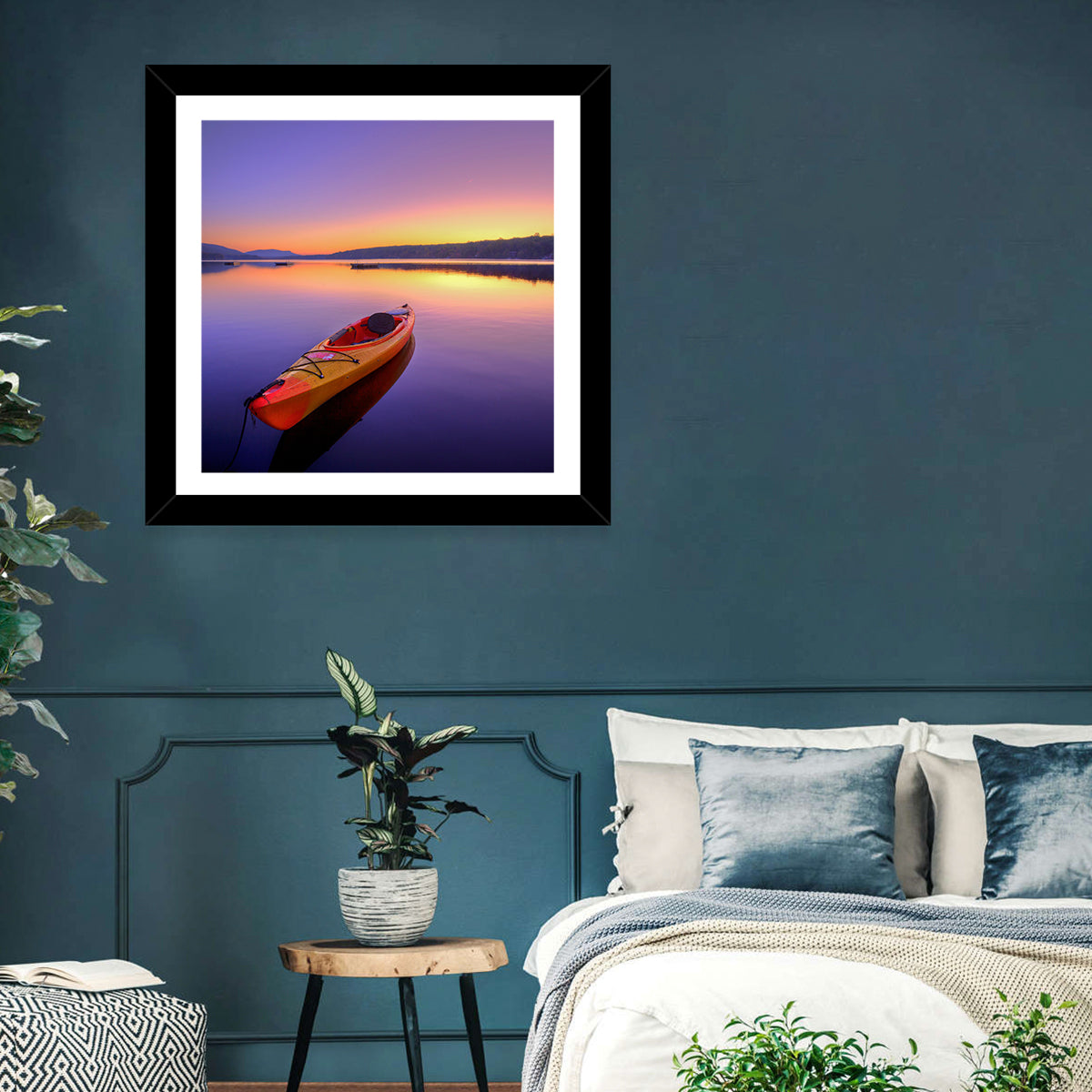 Bright Orange Kayak at Sunset Wall Art