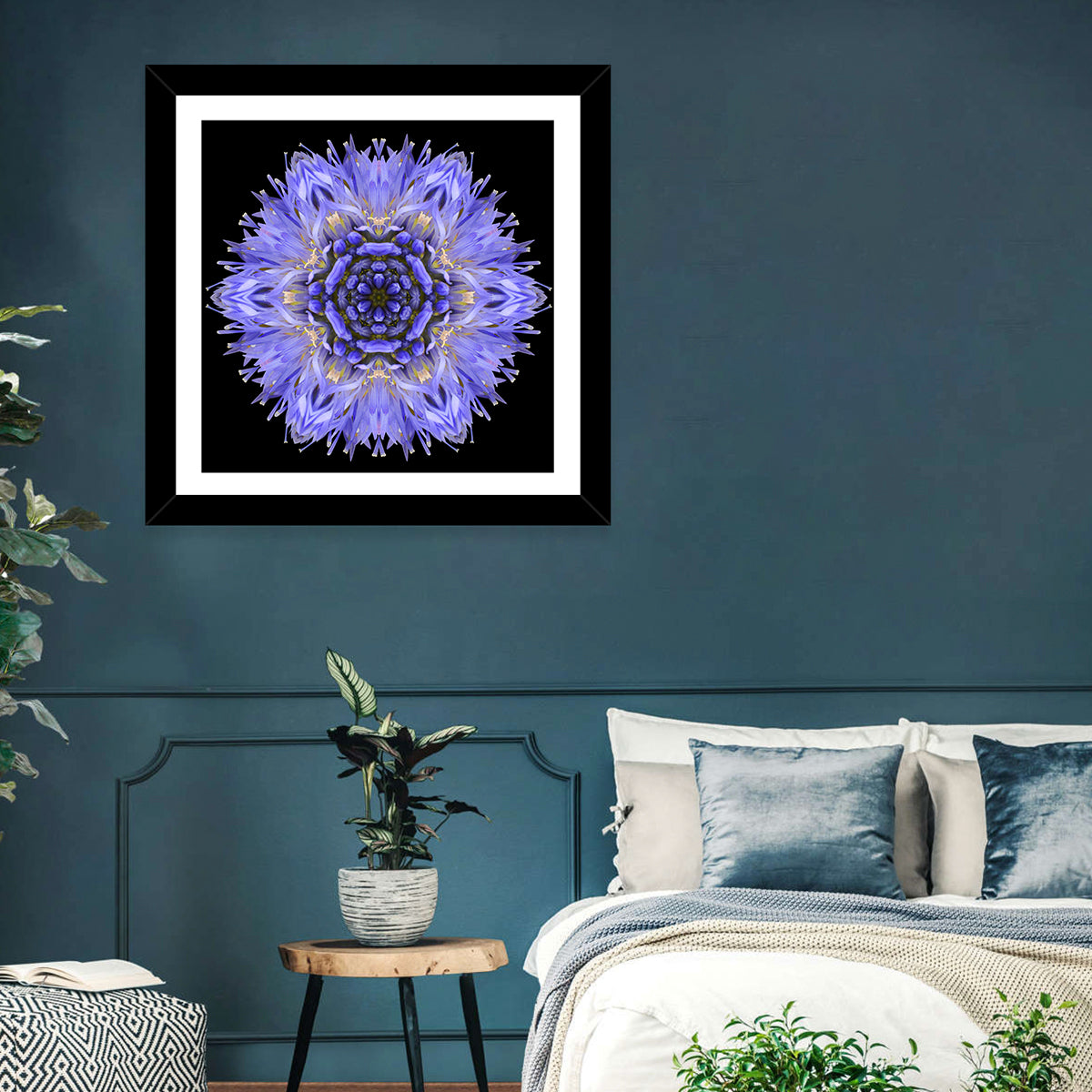 Cornflower Mandala Kaleidoscope Wall Art
