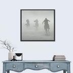 Silhouetted Horse Riders in Mist Wall Art