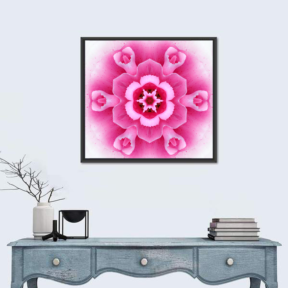 Pink Carnation Kaleidoscope Mandala Wall Art
