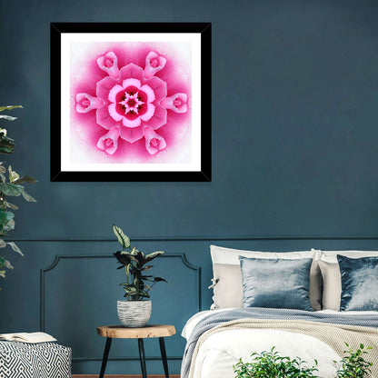 Pink Carnation Kaleidoscope Mandala Wall Art