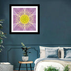 Kaleidoscopic Floral Mandala in Purple and Yellow Wall Art