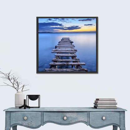 Weathered Lake Pier at Dusk Wall Art