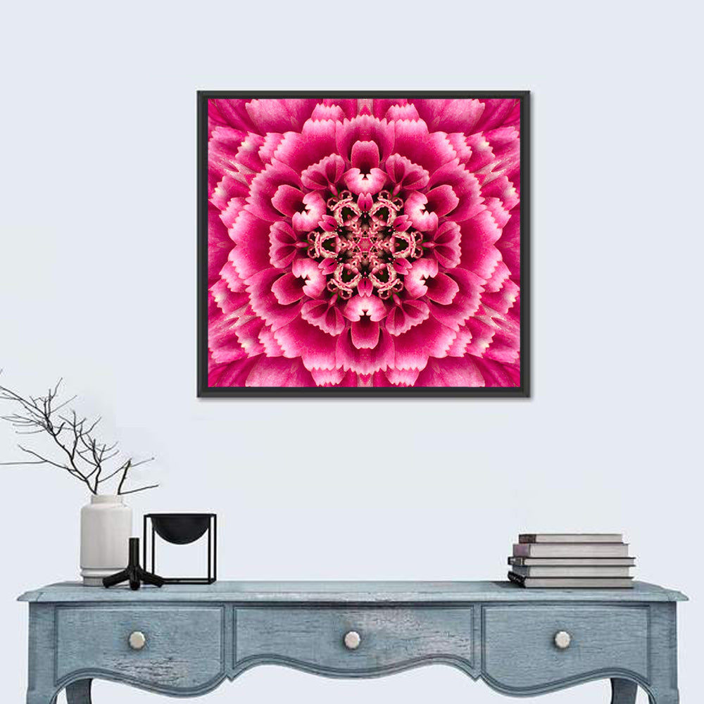Kaleidoscopic Pink Chrysanthemum Mandala Wall Art