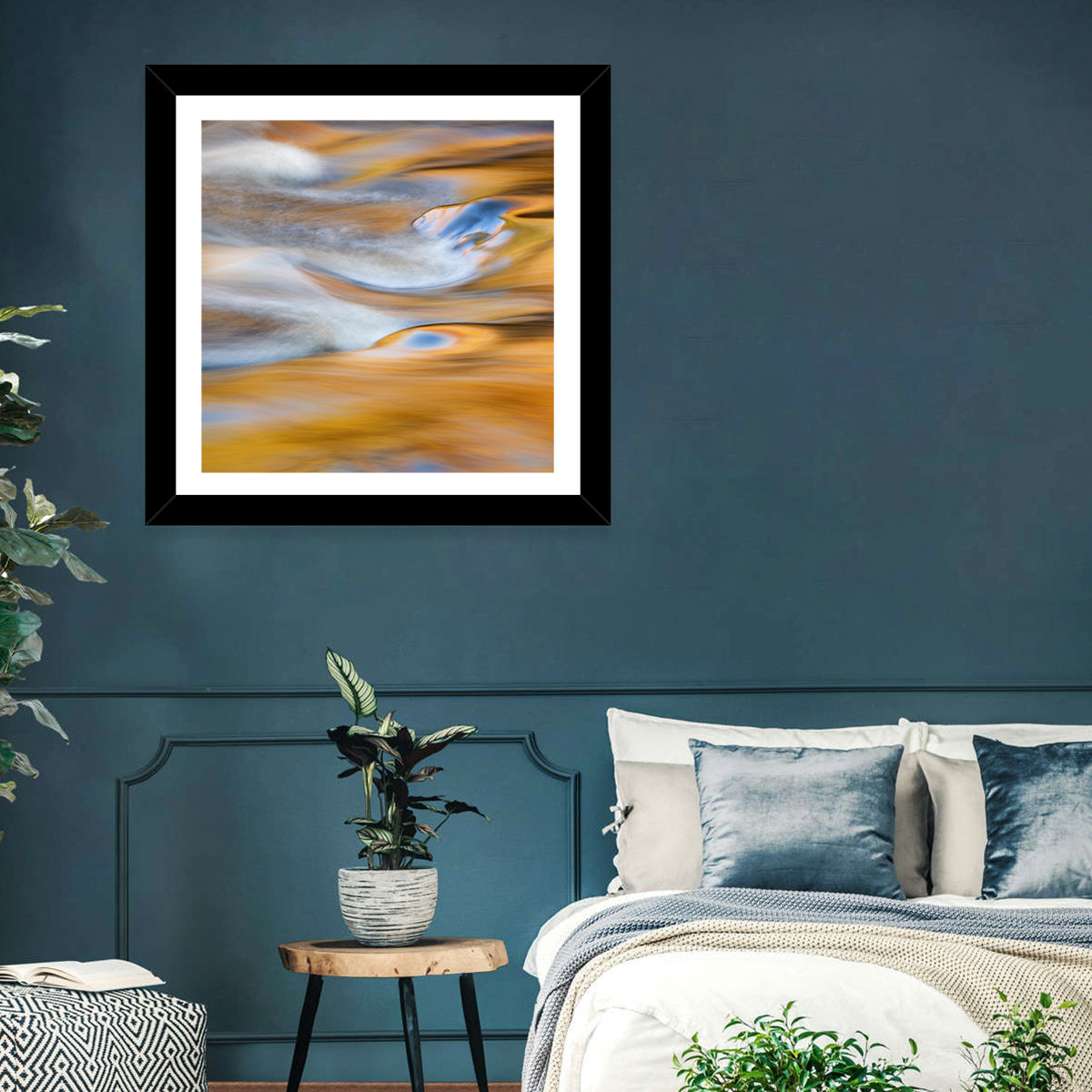 Golden Water Abstraction Wall Art
