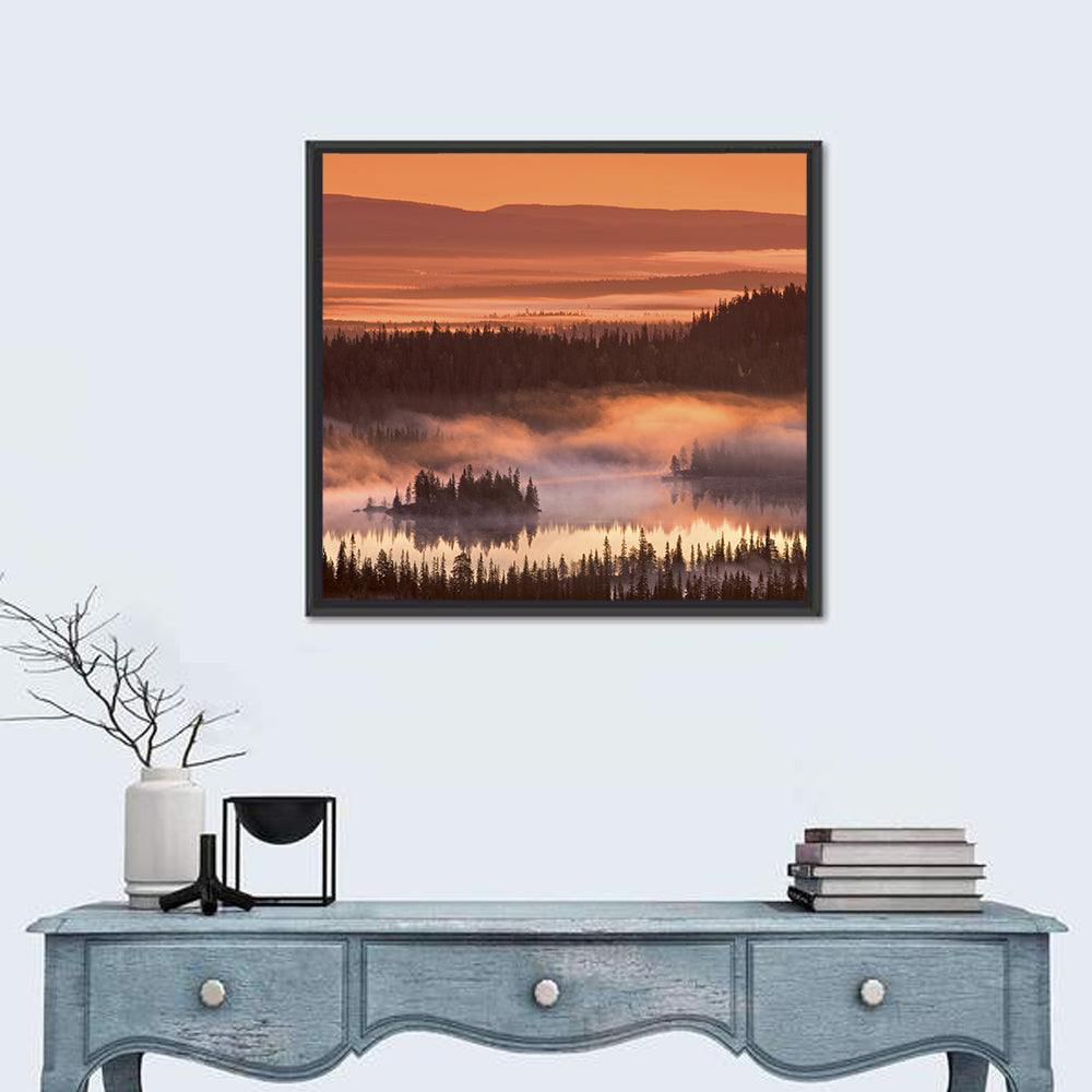 Lapland Sunrise Over Misty Lake Wall Art