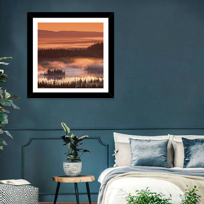 Lapland Sunrise Over Misty Lake Wall Art