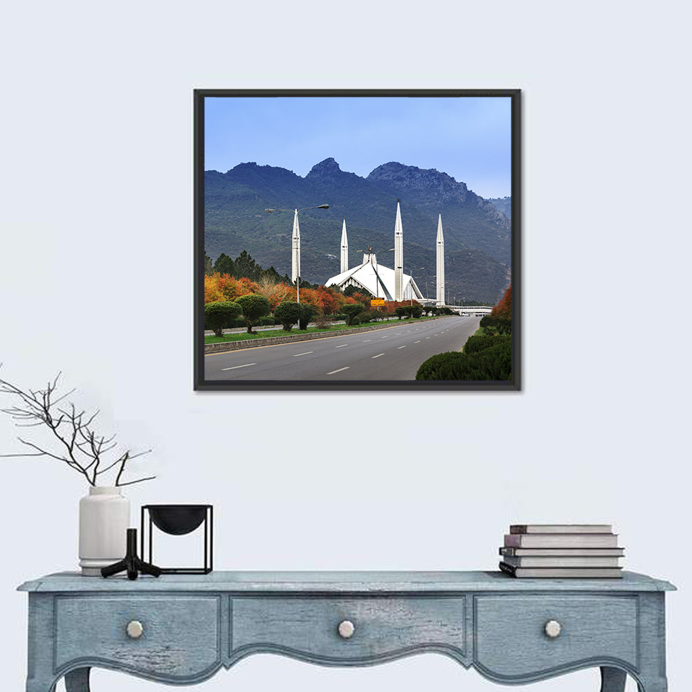 Faisal Mosque Islamabad Wall Art in a room, square
