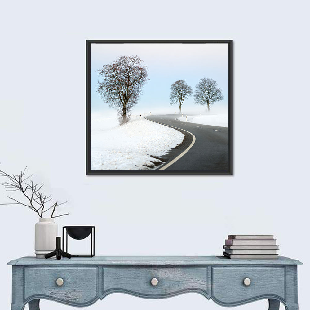 Foggy Winter Road Wall Art
