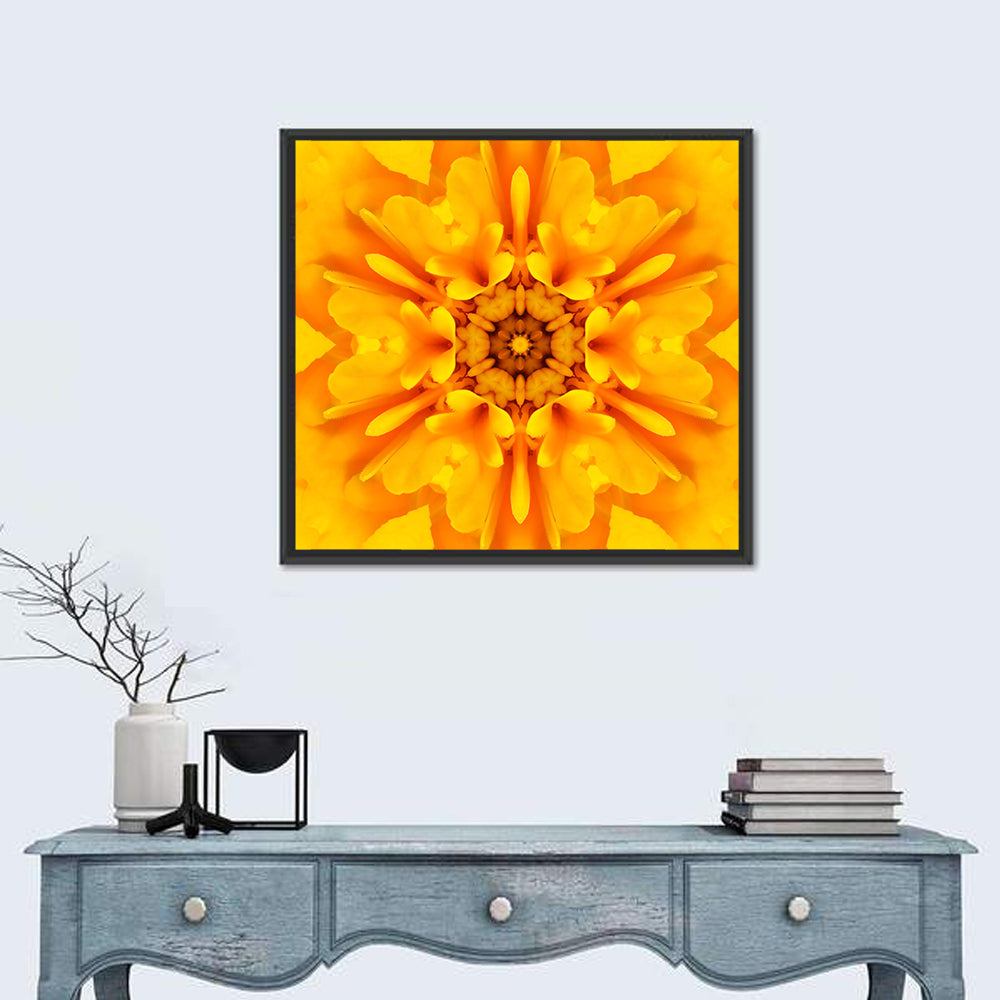 Golden Dahlia Mandala Wall Art