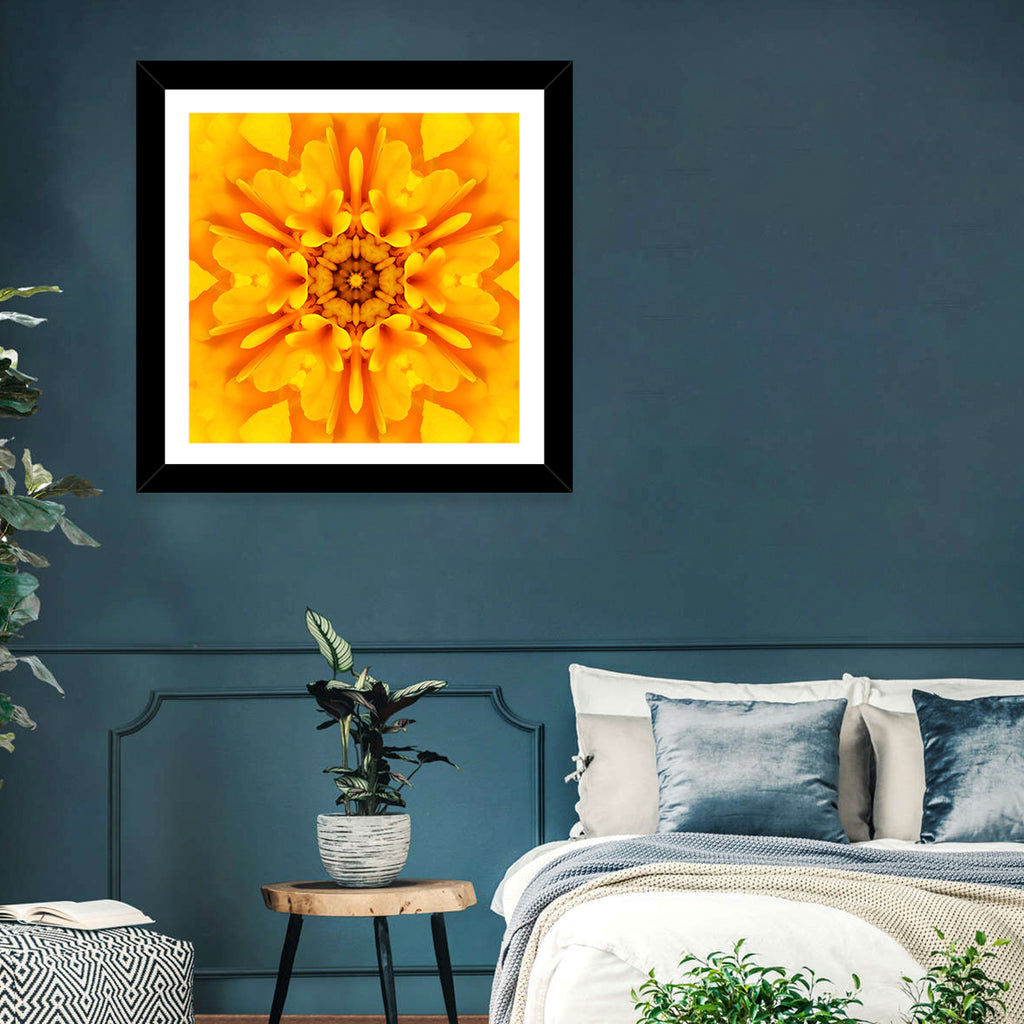 Golden Dahlia Mandala Wall Art