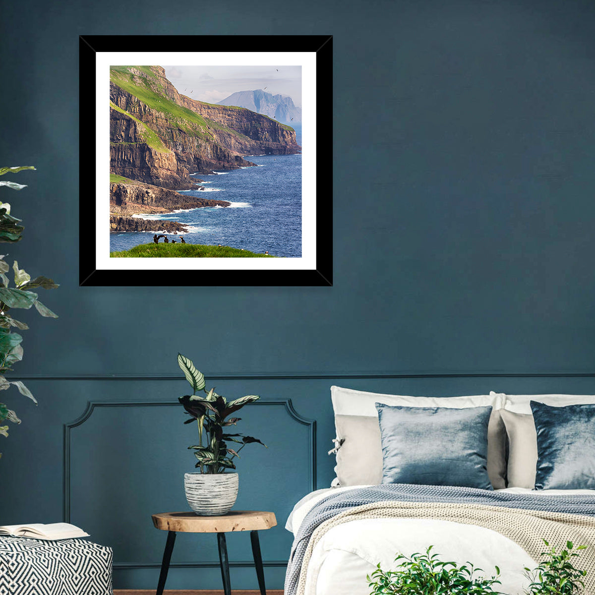 Mykines Cliffs, Faroe Islands Wall Art in a room, square
