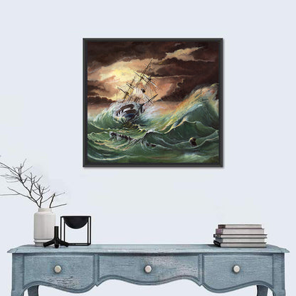 Ship in a Sea Storm Wall Art