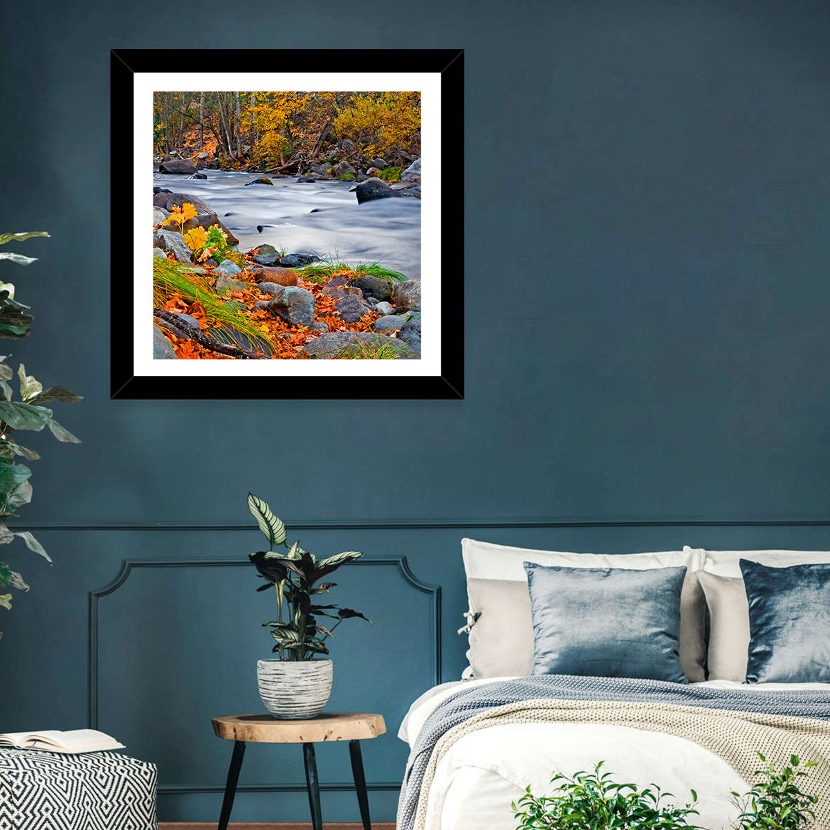 Golden Autumn Forest Creek Wall Art