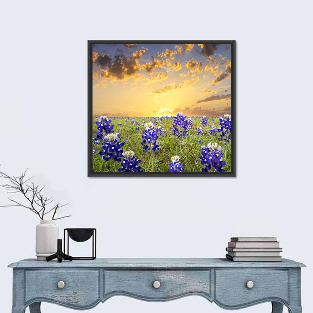 Bluebonnet Field at Sunset Wall Art
