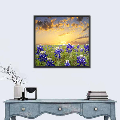 Bluebonnet Field at Sunset Wall Art