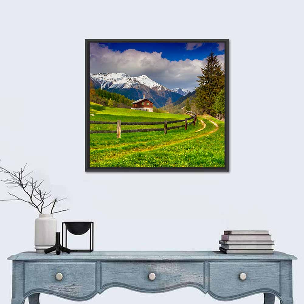 Alpine Meadow Cabin, Swiss Alps Wall Art