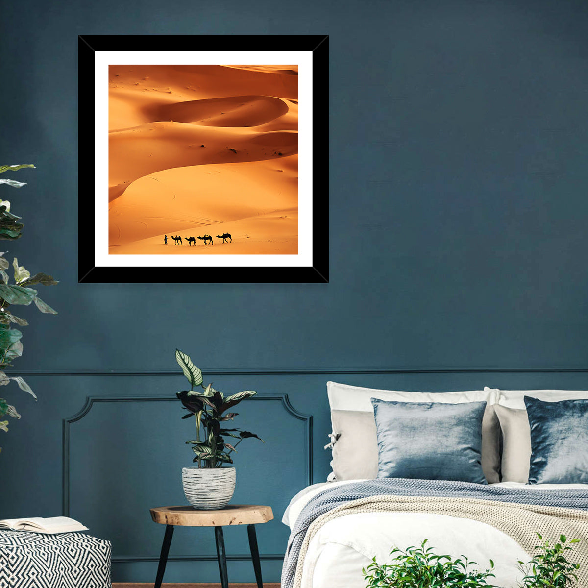 Desert Camel Caravan in Golden Dunes Wall Art