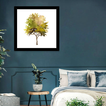 Olive Green Watercolor Tree Wall Art