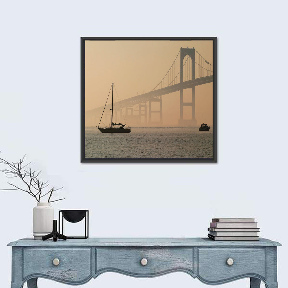 Newport Bridge in Golden Haze Wall Art