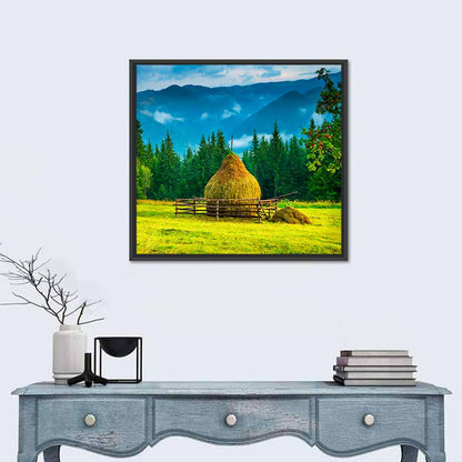 Haystack in Mountain Meadow Wall Art