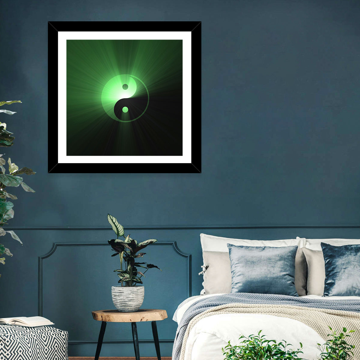 Green Glowing Yin Yang Wall Art