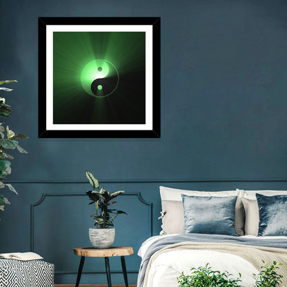 Green Glowing Yin Yang Wall Art