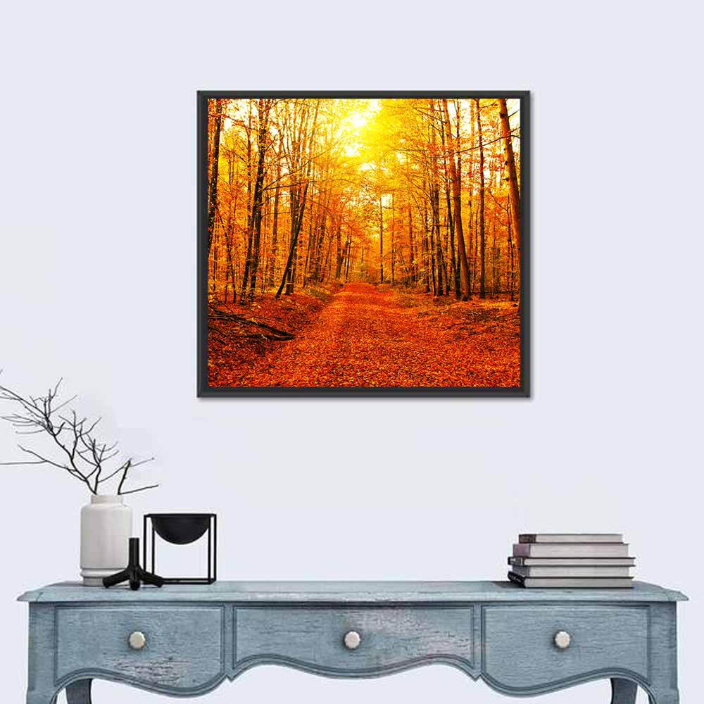 Golden Autumn Forest Path Wall Art