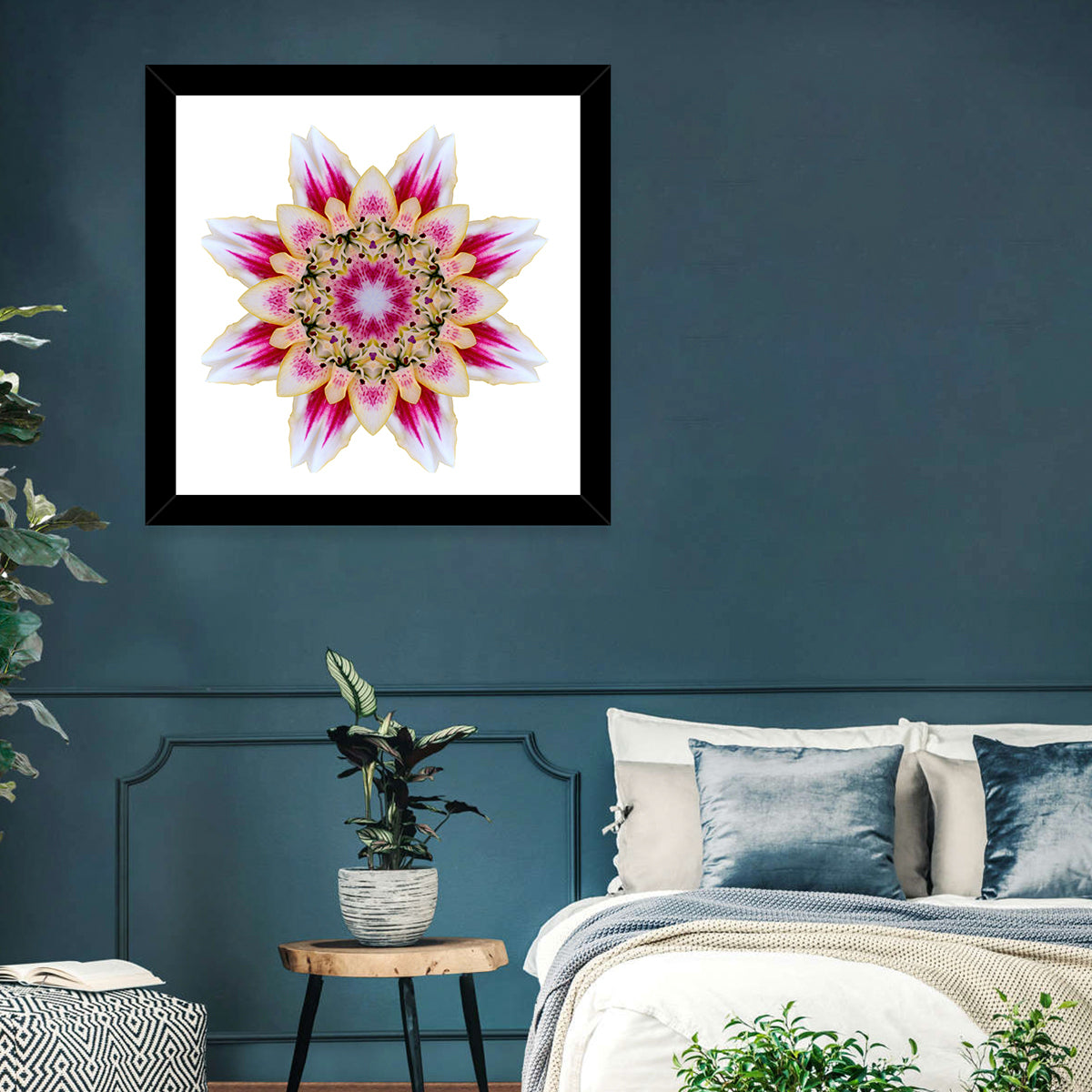Pink Lily Star Mandala Pattern Wall Art