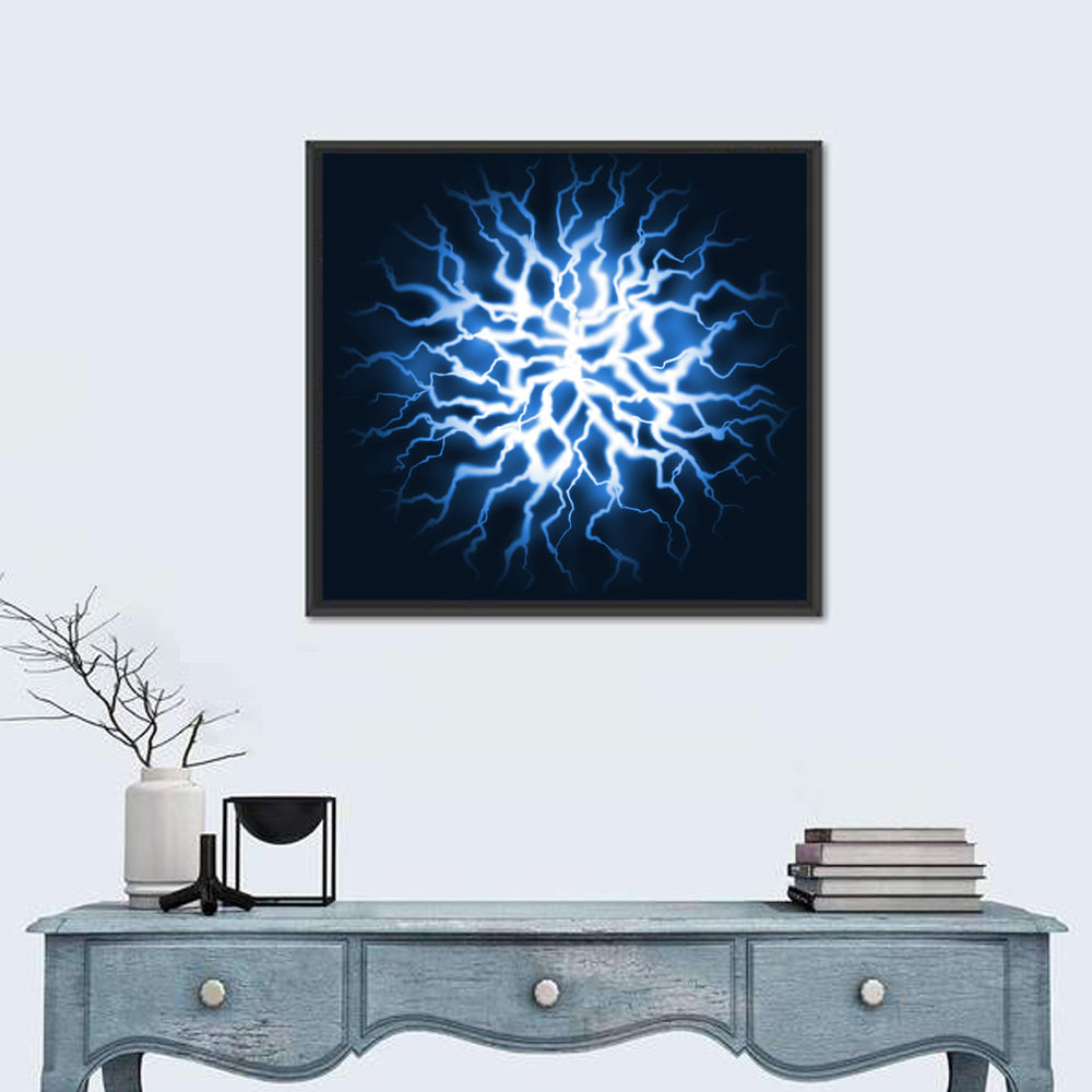 Thunder Burst Abstract Wall Art in a room, square