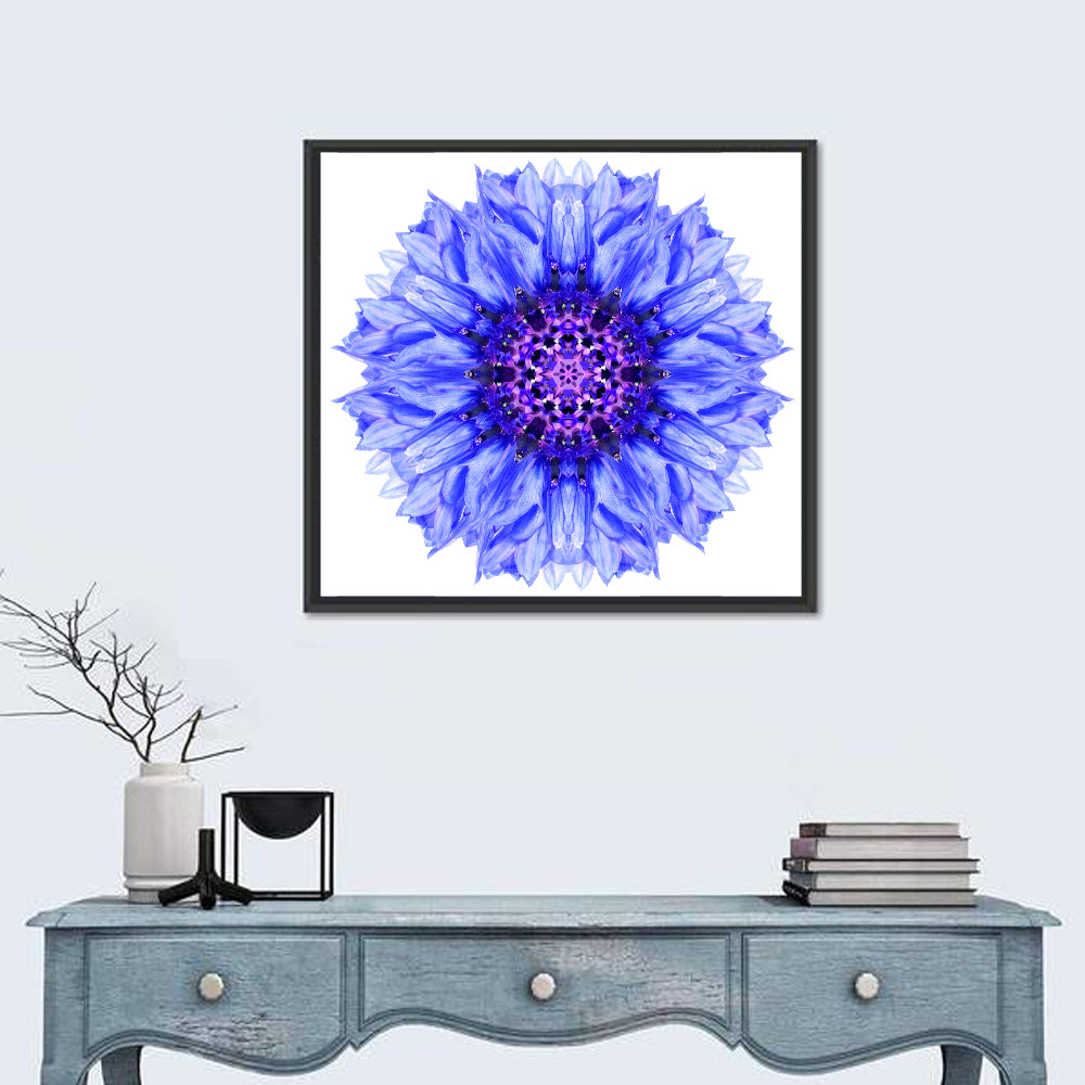 Cornflower Mandala with Dark Violet Center Wall Art