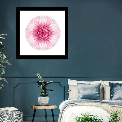 Pink Cornflower Kaleidoscope Mandala Wall Art
