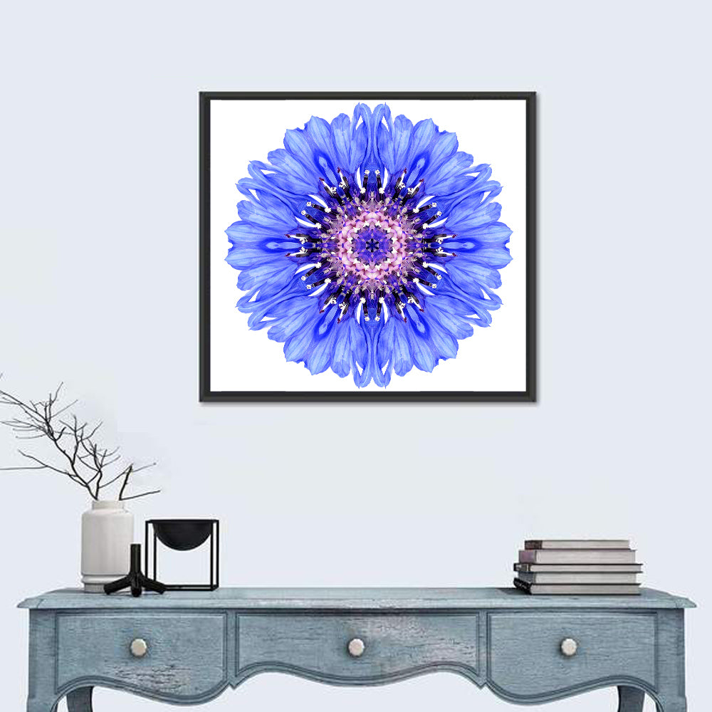 Blue Cornflower Mandala Pattern Wall Art