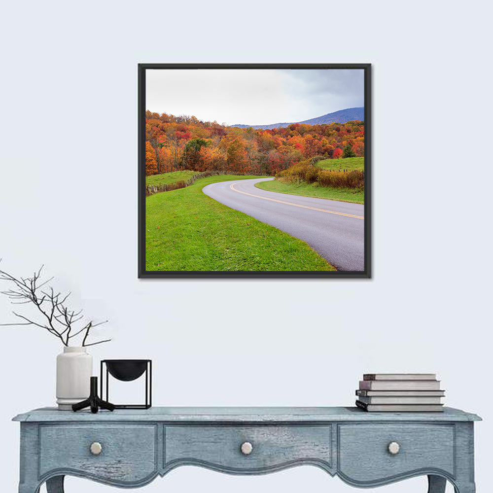 Curving Road Through Autumn Meadow Wall Art