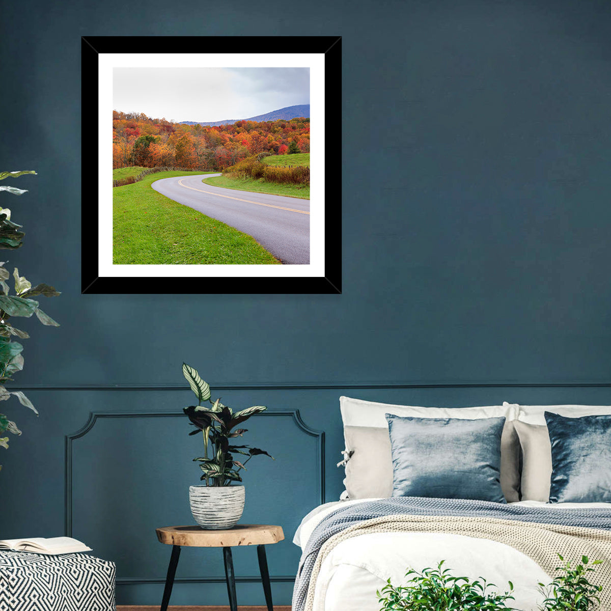 Curving Road Through Autumn Meadow Wall Art