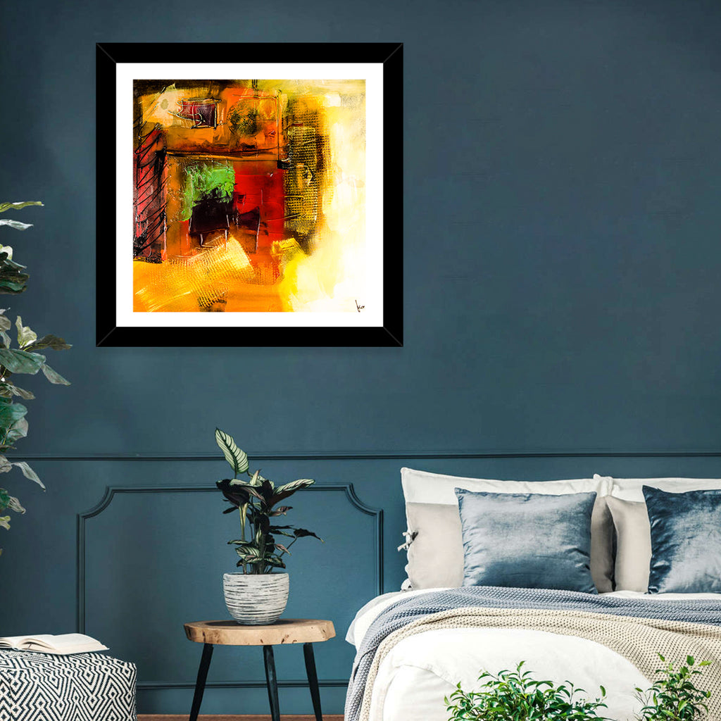 Layered Geometric Abstract in Warm Tones Wall Art