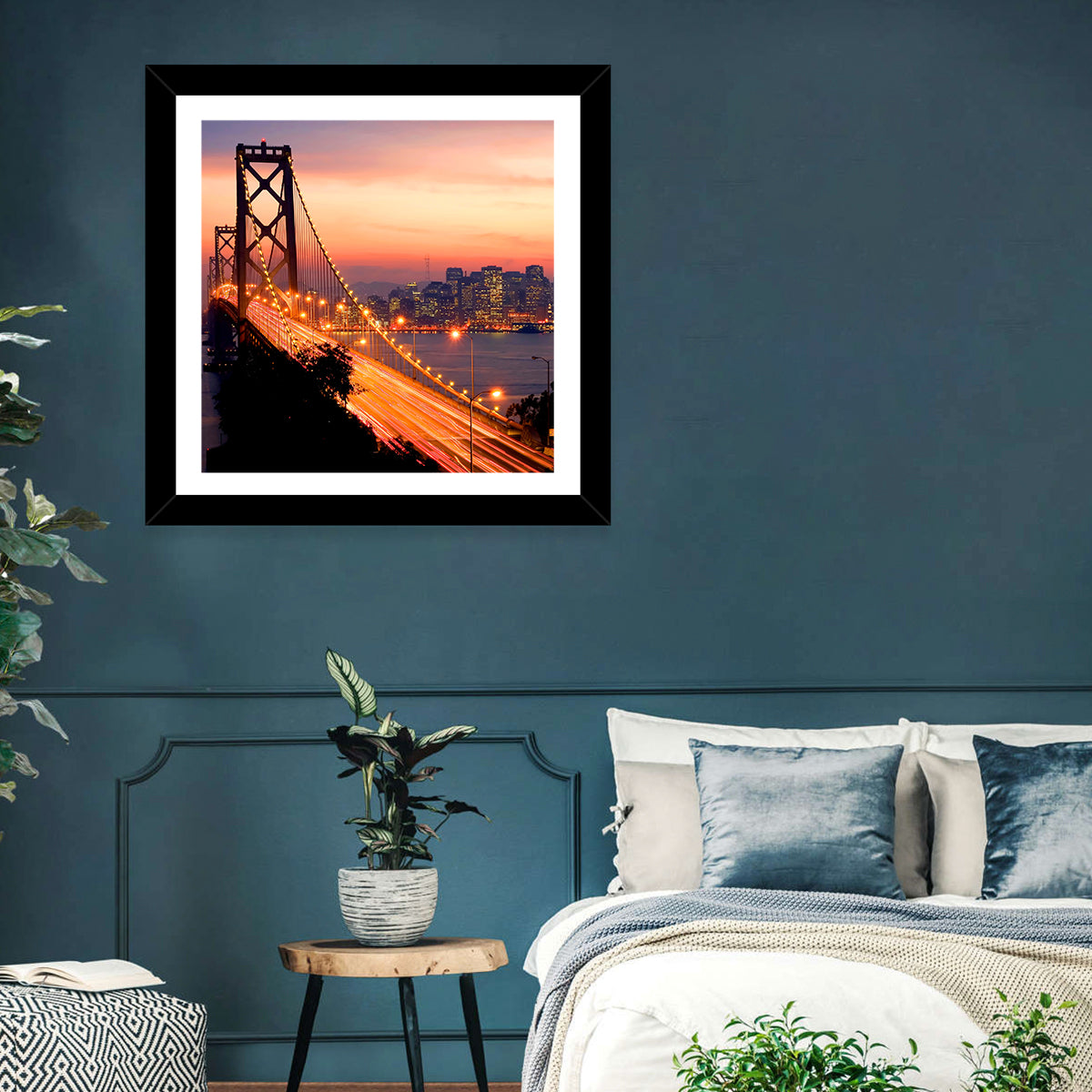 Bay Bridge Light Trails at Sunset Wall Art