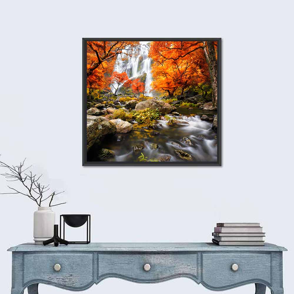 Autumn Forest Waterfall Wall Art