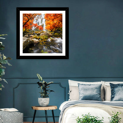 Autumn Forest Waterfall Wall Art