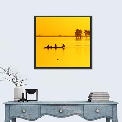 Pirogue at Golden Dusk Wall Art