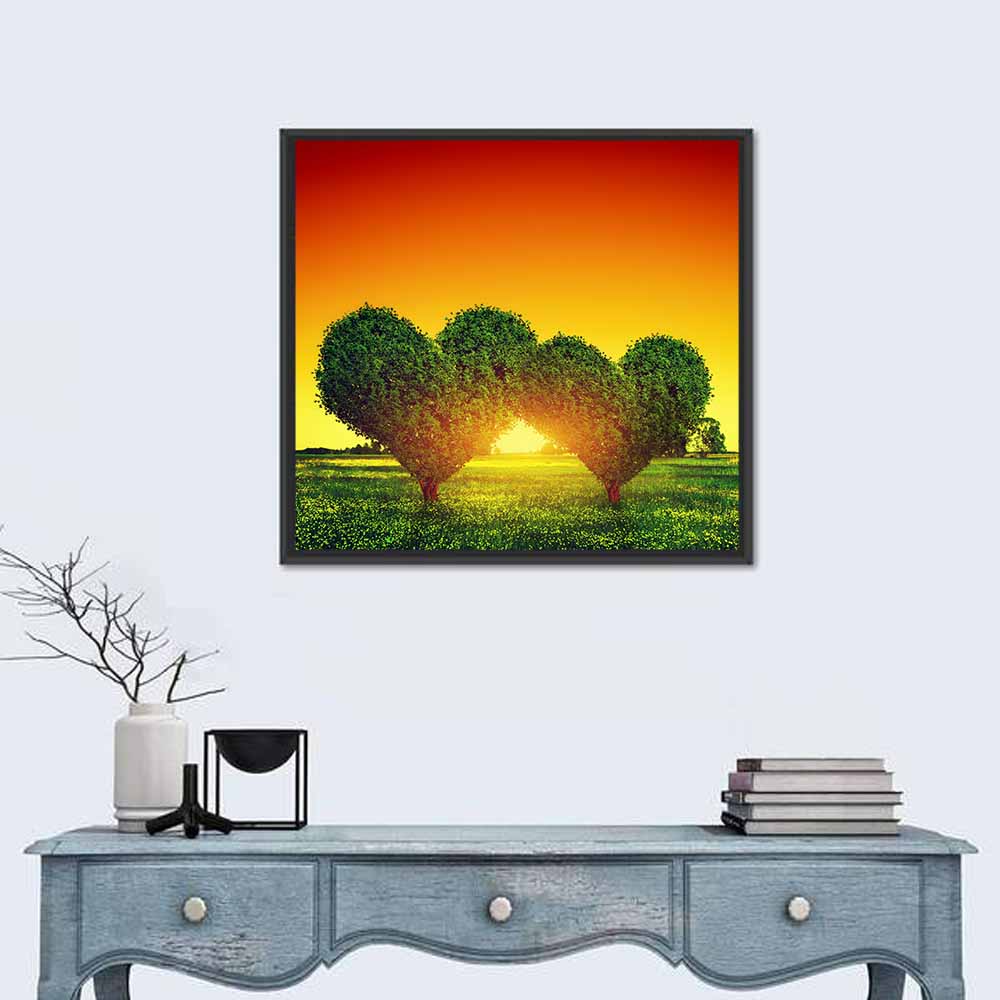 Heart Trees at Golden Sunset Wall Art