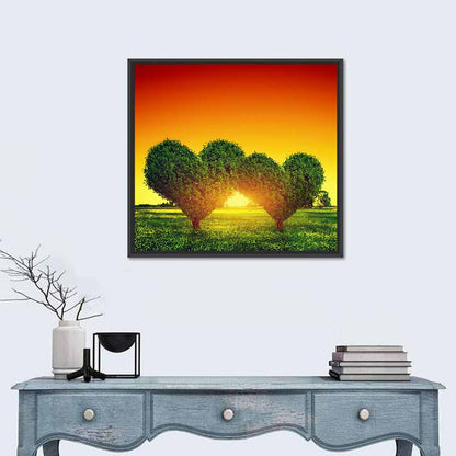 Heart Trees at Golden Sunset Wall Art