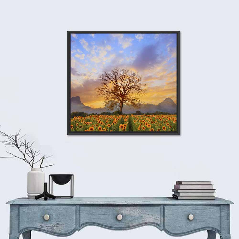 Sunflower Field at Sunset Wall Art