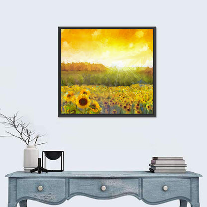 Sunburst Sunflowers Abstract Wall Art