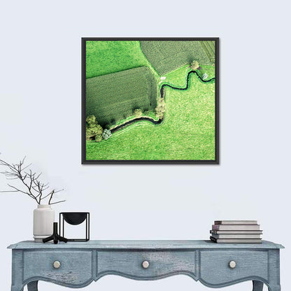 Meandering Stream Over Farmland Wall Art
