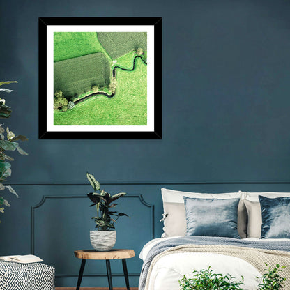 Meandering Stream Over Farmland Wall Art